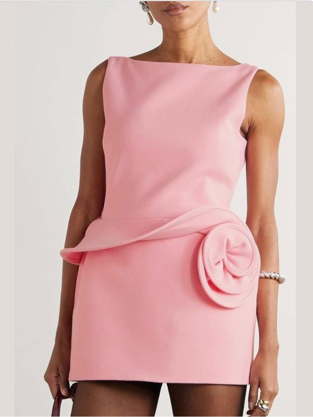 Elegant Pink Sleeveless Mini Dress with 3D Flower Detail
